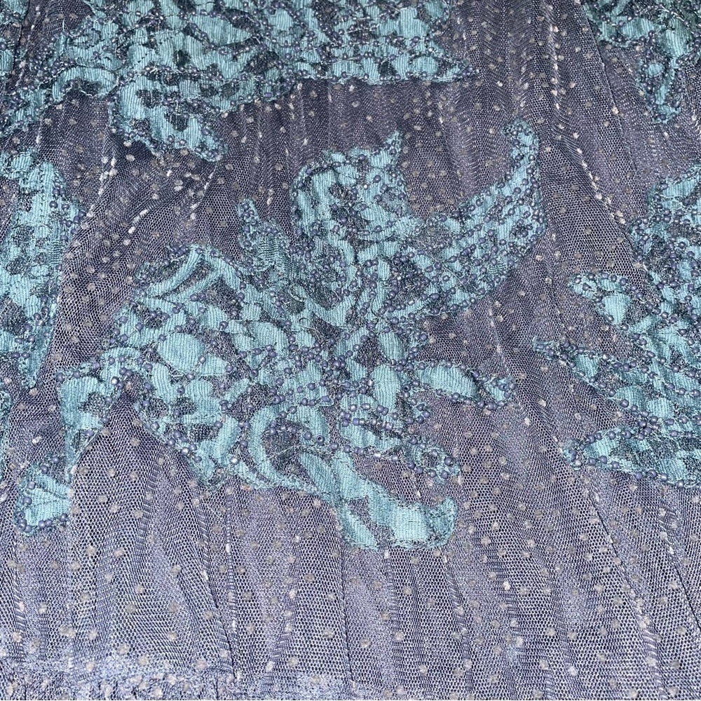 Anthropologie SMALL Neomia Applique Lace Tunic Top blue beaded - Picture 3 of 9